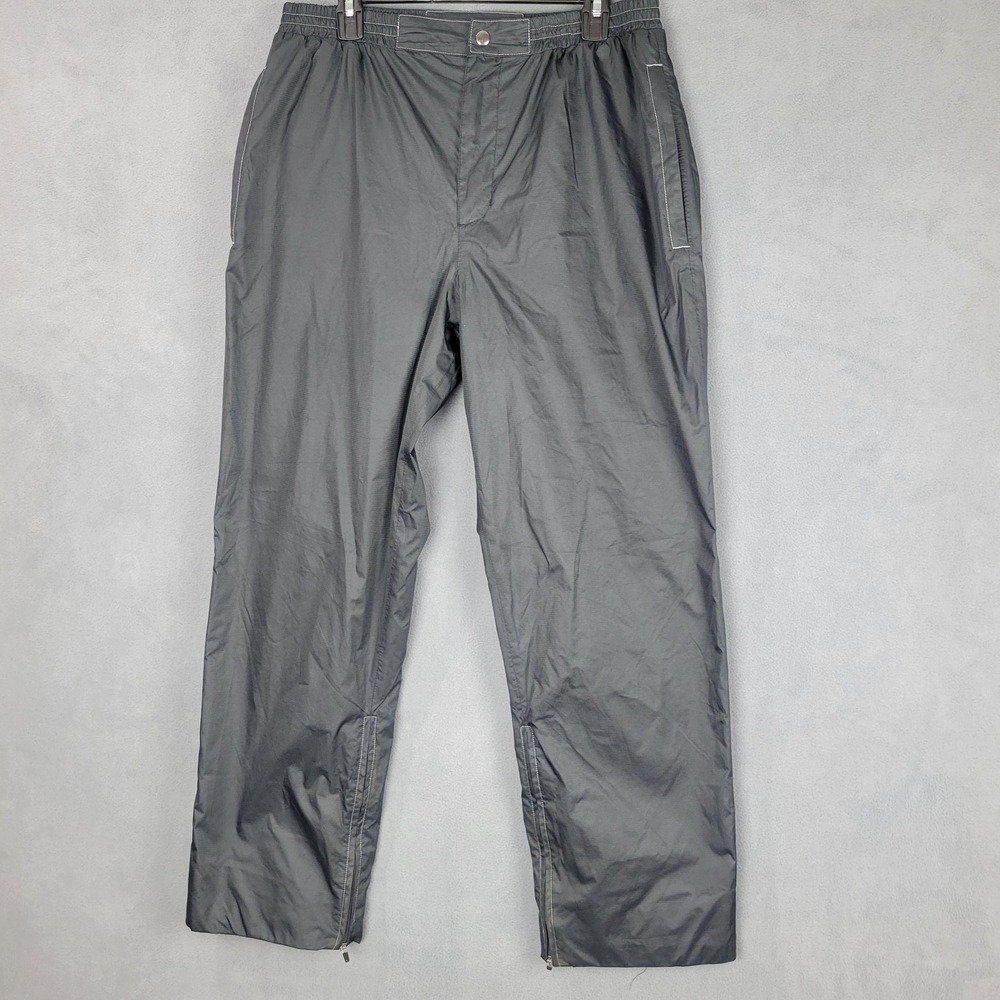 Sun Mountain Rain Pants Mens Large Gray Golf Water-Resistant Ankle Zips Zip Fly